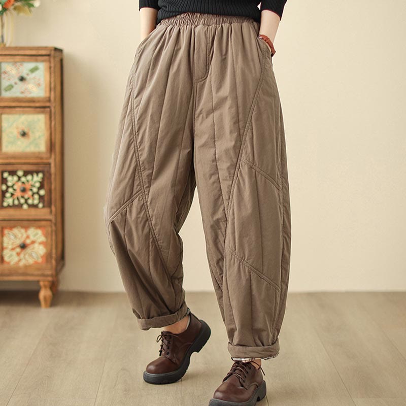 Nimara Ritual Winter Plain High Waist Women's Harem Thermal Elastic Waist Pants With Pockets