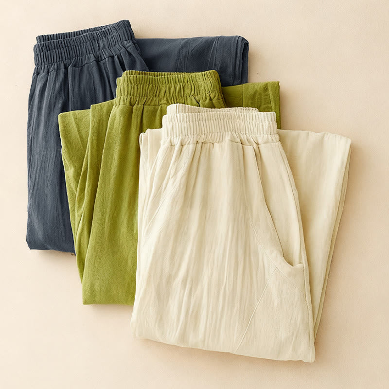 Nimara Ritual Fall Solid Color Patchwork Simple Design Women's Wide Leg Pants With Pockets