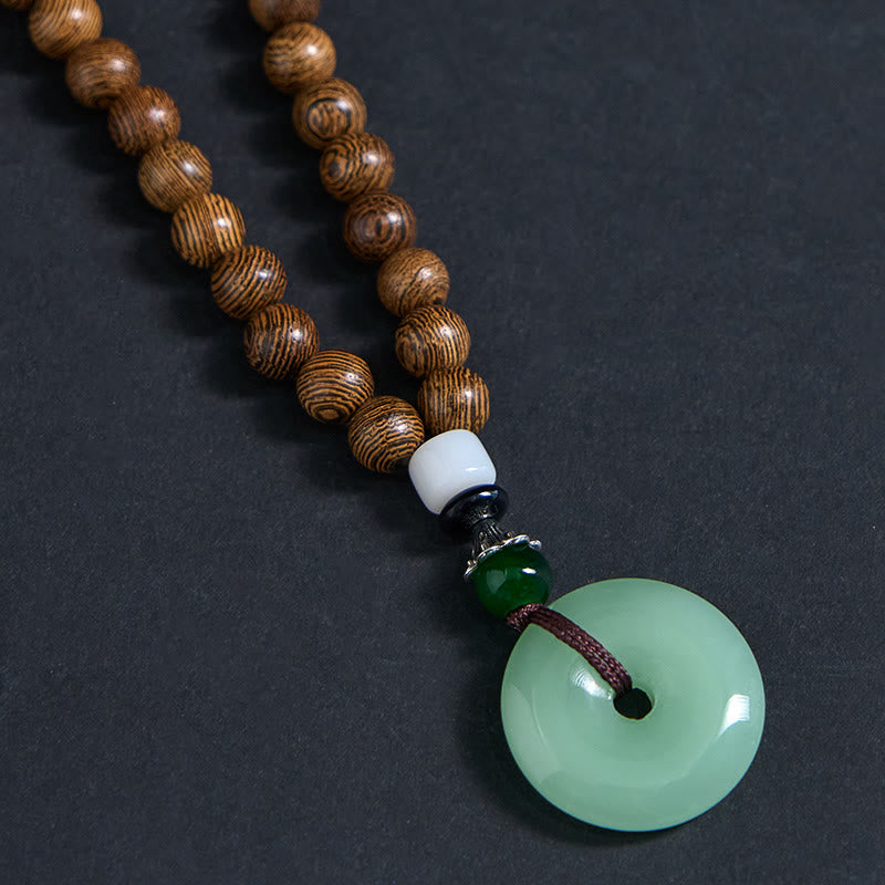 Nimara Ritual Wenge Wood Peace Buckle Balance Tranquility Pendant Necklace