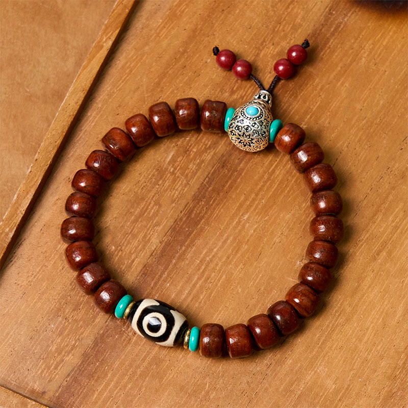 Nimara Ritual Bone Beads Vajra Three-eyed Dzi Bead Luck Bracelet