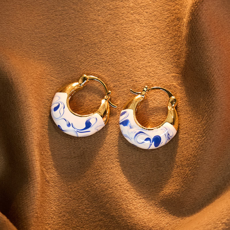 Nimara Ritual Copper Plated 18k Gold Enamel Glaze Healing Luck U-shaped Earrings
