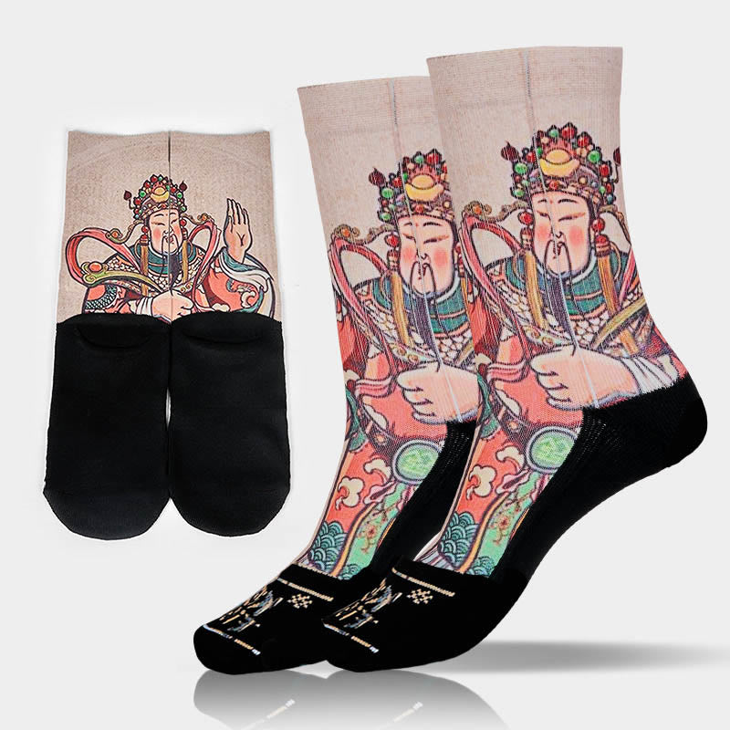 Nimara Ritual Casual God Of Wealth Ruyi Handle Micro Crew Men Women Unisex Socks