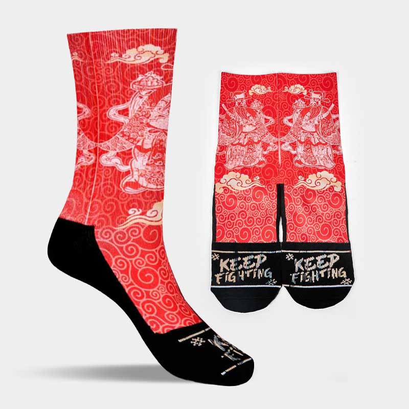 Nimara Ritual Casual God Of Wealth Auspicious Clouds Micro Crew Men Women Unisex Socks