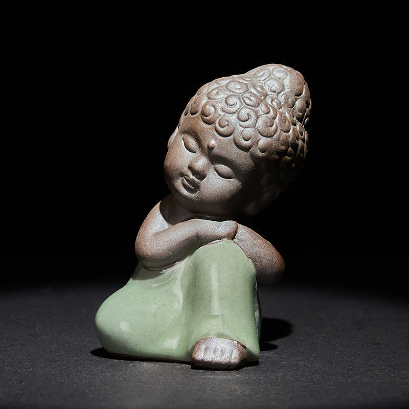 Nimara Ritual Prayer Meditation Resting Monk Ceramic Statue Serenity Home Decoration