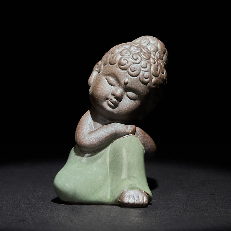 Nimara Ritual Prayer Meditation Resting Monk Ceramic Statue Serenity Home Decoration