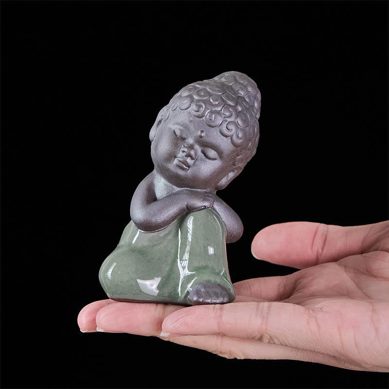 Nimara Ritual Prayer Meditation Resting Monk Ceramic Statue Serenity Home Decoration