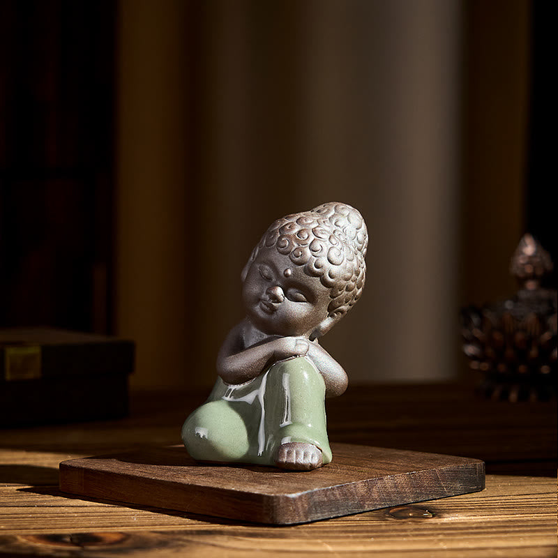 Nimara Ritual Prayer Meditation Resting Monk Ceramic Statue Serenity Home Decoration