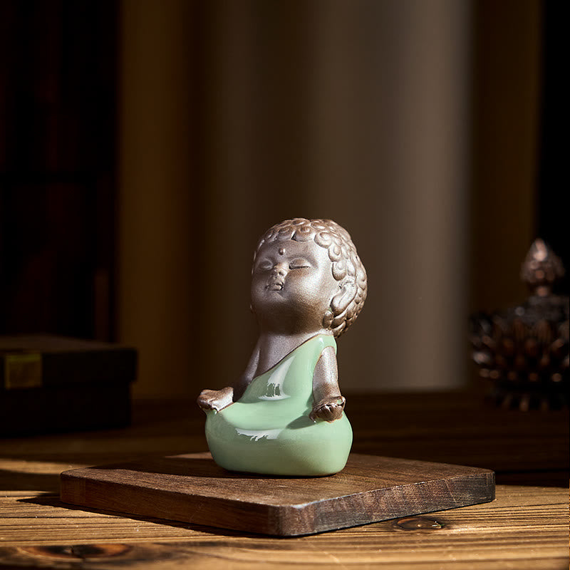 Nimara Ritual Prayer Meditation Resting Monk Ceramic Statue Serenity Home Decoration