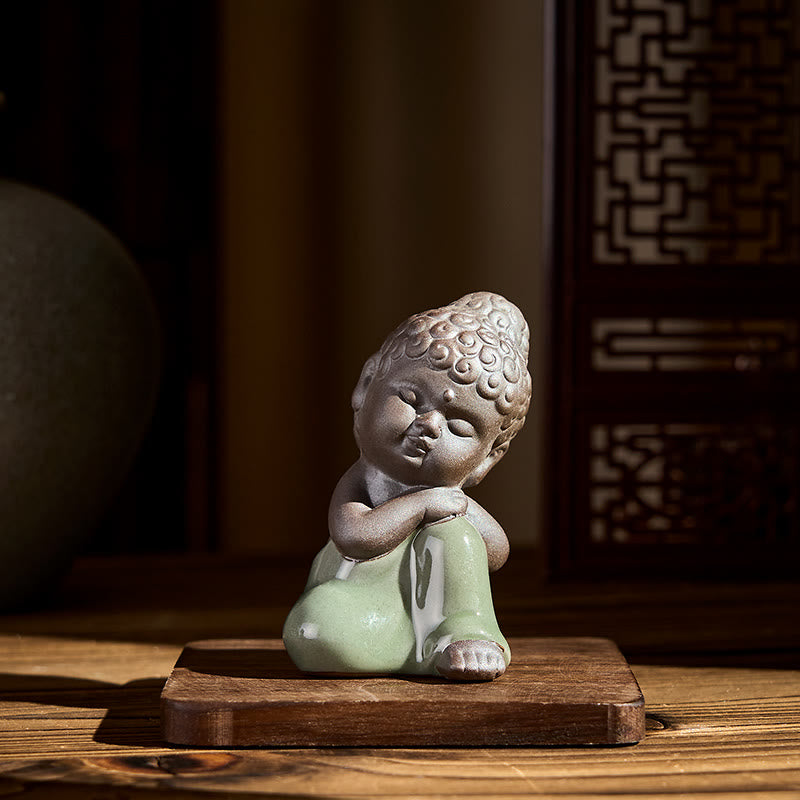 Nimara Ritual Prayer Meditation Resting Monk Ceramic Statue Serenity Home Decoration