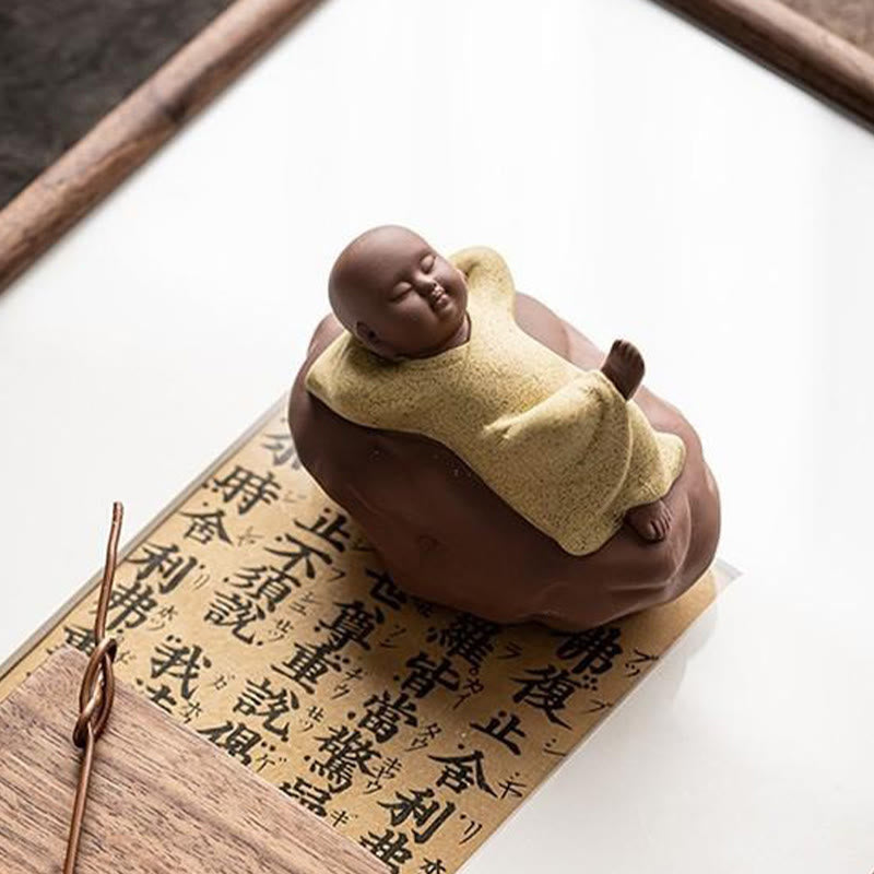 Nimara Ritual Looking Up Resting Monk Ceramic Statue Compassion Home Decoration