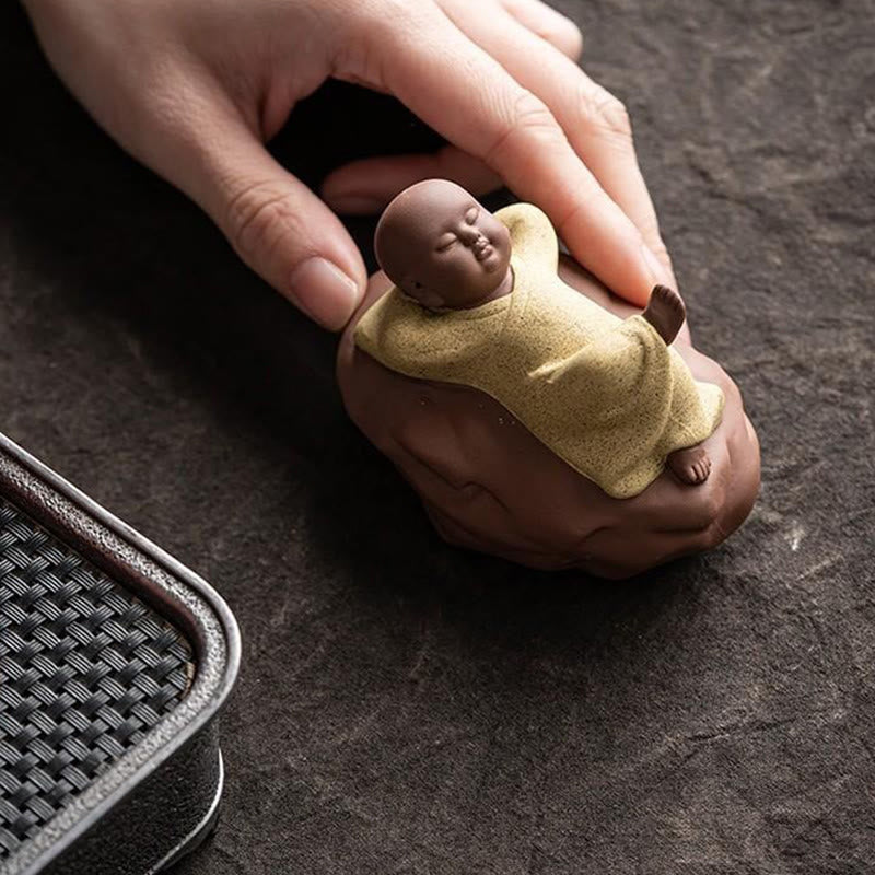 Nimara Ritual Looking Up Resting Monk Ceramic Statue Compassion Home Decoration