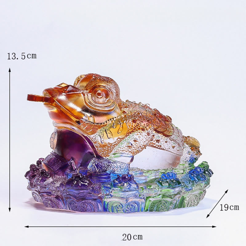 Nimara Ritual Feng Shui Frog Coins Handmade Liuli Crystal Art Piece Wealth Home Office Decoration