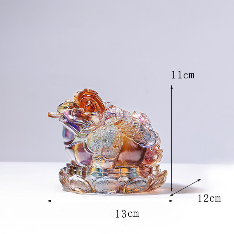 Nimara Ritual Feng Shui Frog Coins Handmade Liuli Crystal Art Piece Wealth Home Office Decoration