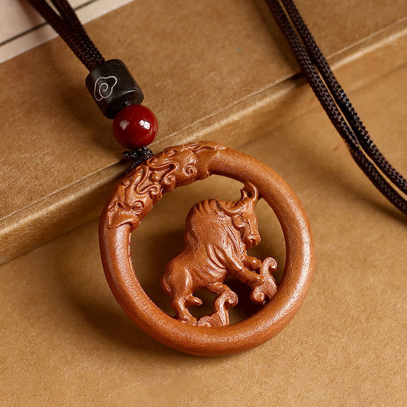 Nimara Ritual Peach Wood Chinese Zodiac Year Of The Horse Ward Off Evil Spirits Necklace Pendants