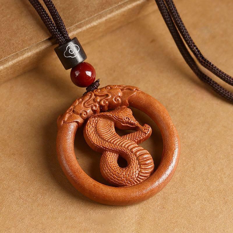 Ward Off Evil Spirits Peach Wood Chinese Zodiac Year Of The Horse Necklace Pendants