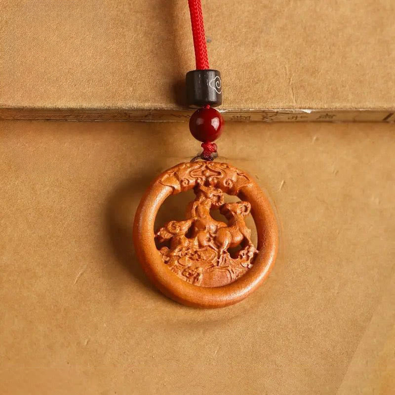 Nimara Ritual Peach Wood Chinese Zodiac Year Of The Horse Ward Off Evil Spirits Necklace Pendants