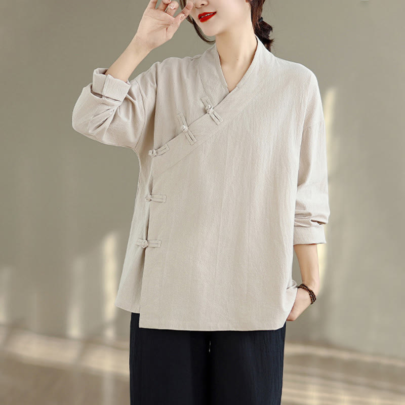 Nimara Ritual 2Pcs V-Neck Long Sleeve Shirt Wide Leg Pants Zen Meditation Women's Set