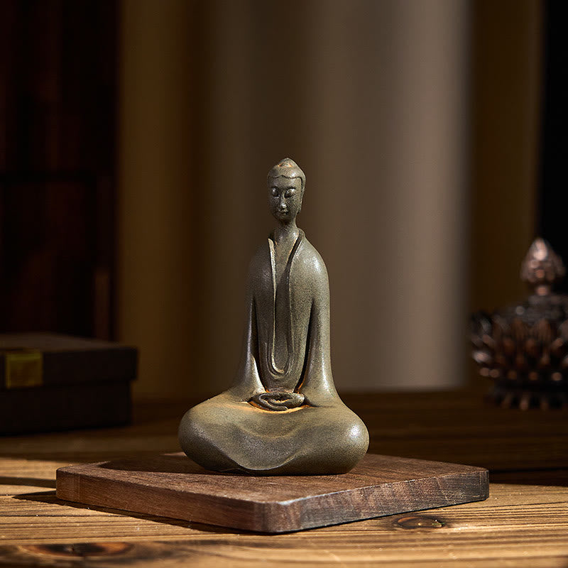 Nimara Ritual Handmade Sakyamuni Buddha Iron Powder Rust Cast Resin Statue Home Decoration