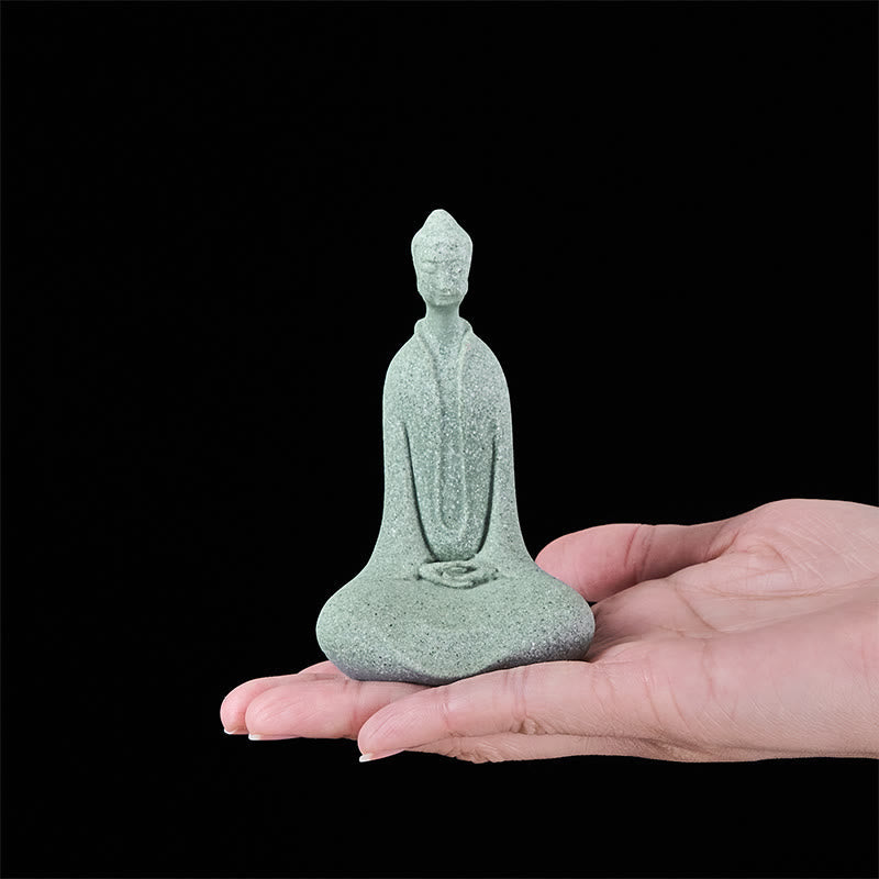 Nimara Ritual Meditation Buddha Statue Sandstone Home Figure Desk Decoration 6*4.5*9.5cm