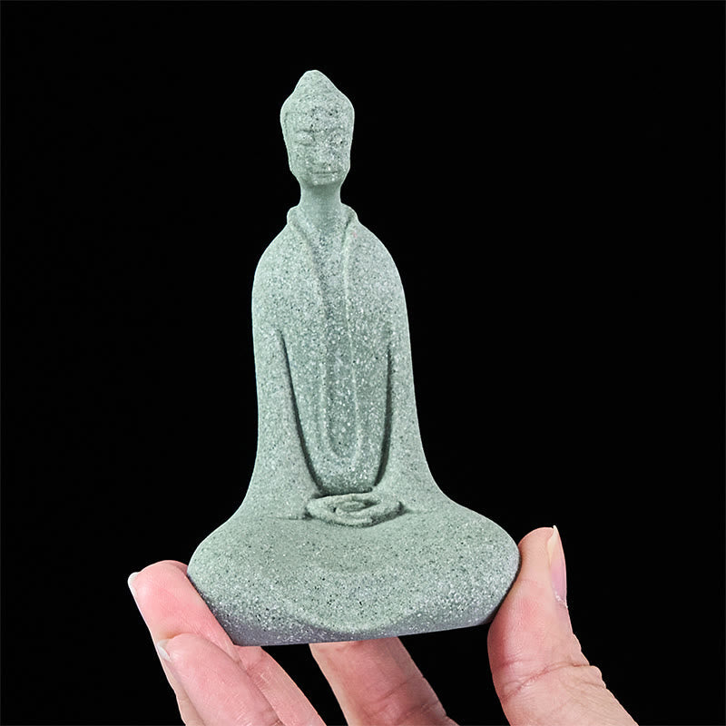 Nimara Ritual Meditation Buddha Statue Sandstone Home Figure Desk Decoration 6*4.5*9.5cm