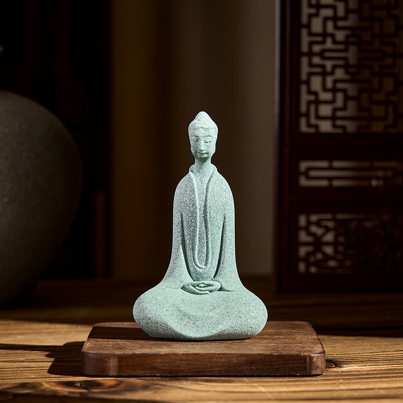 Nimara Ritual Meditation Buddha Statue Sandstone Home Figure Desk Decoration 6*4.5*9.5cm