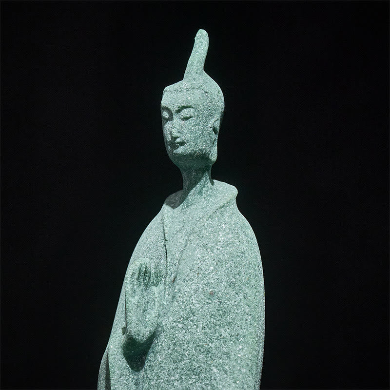 Nimara Ritual Meditation Buddha Standing Statue Sandstone Home Decoration 3.8*6.5*17cm