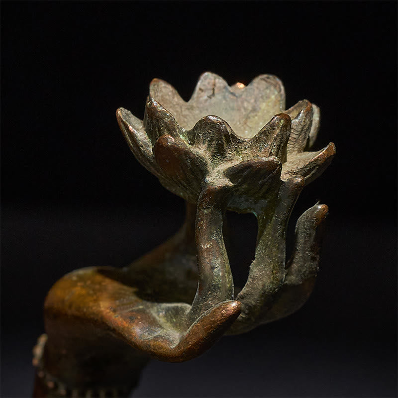 Nimara Ritual Classic Buddha's Hand Lotus Alloy Home Decoration 4.7*2.9*8.4 cm