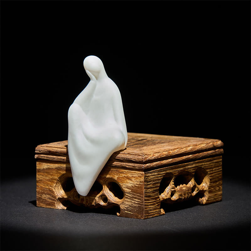 Nimara Ritual Formless Buddha Ceramics Wenge Wood Desk Serenity Decoration