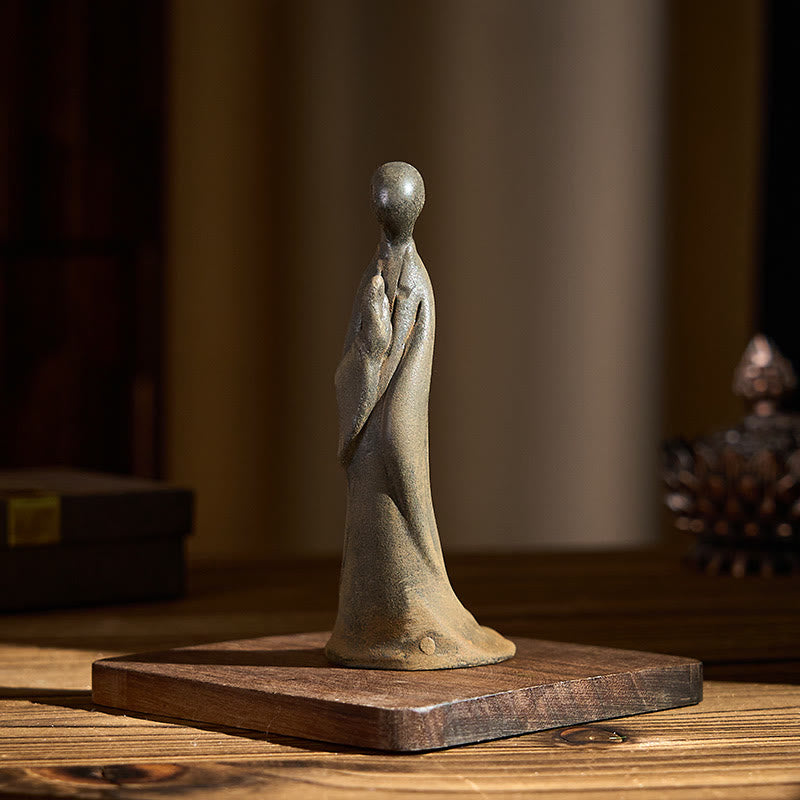 Nimara Ritual Handmade Standing Formless Buddha Iron Powder Rust Cast Resin Statue Decoration