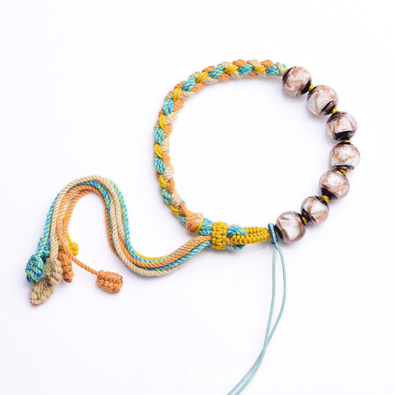 Nimara Ritual Tibet Liuli Glass Wishing Health And Safety String Bracelet