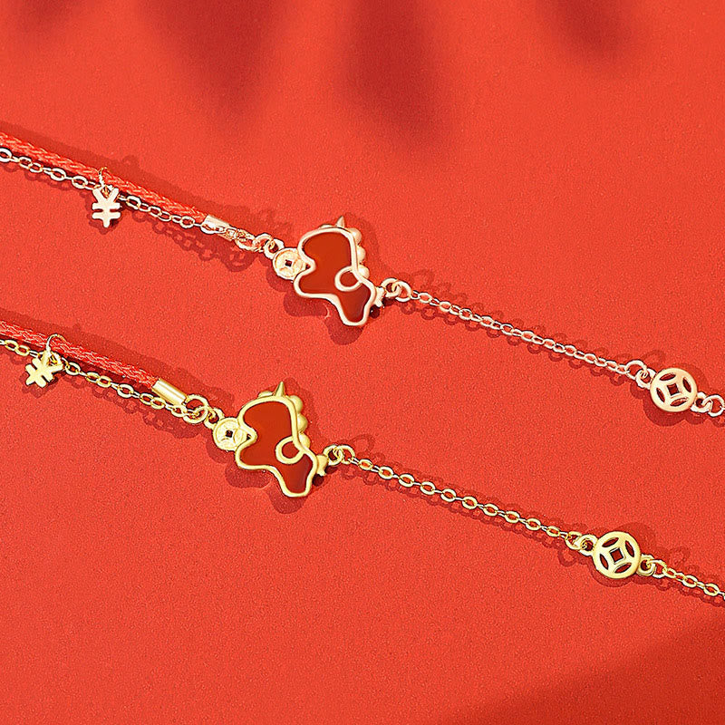 Nimara Ritual 925 Sterling Silver Year Of The Horse Red String Red Agate Coin Charm Luck Bracelet