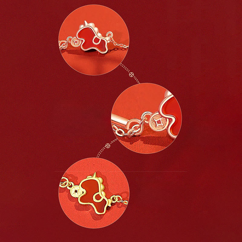 Nimara Ritual 925 Sterling Silver Year Of The Horse Red String Red Agate Coin Charm Luck Bracelet