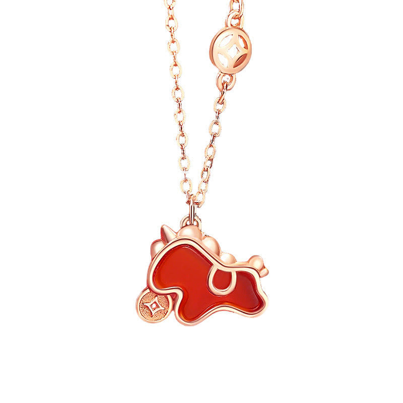 Nimara Ritual 925 Sterling Silver Year Of The Horse Red String Red Agate Coin Charm Luck Bracelet