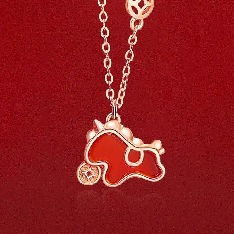 Nimara Ritual 925 Sterling Silver Year Of The Horse Red String Red Agate Coin Charm Luck Bracelet