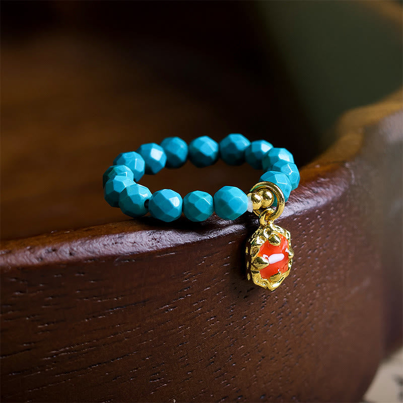 Nimara Ritual 4mm Ultra-Fine Turquoise Faceted Bead Design Strength Elastic Ring