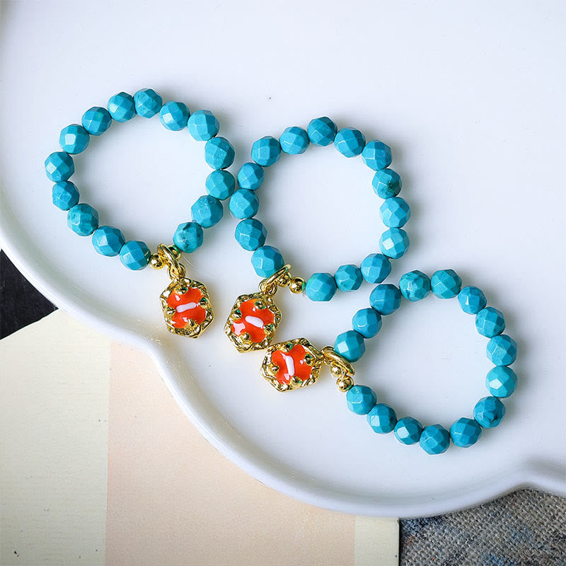 Nimara Ritual 4mm Ultra-Fine Turquoise Faceted Bead Design Strength Elastic Ring
