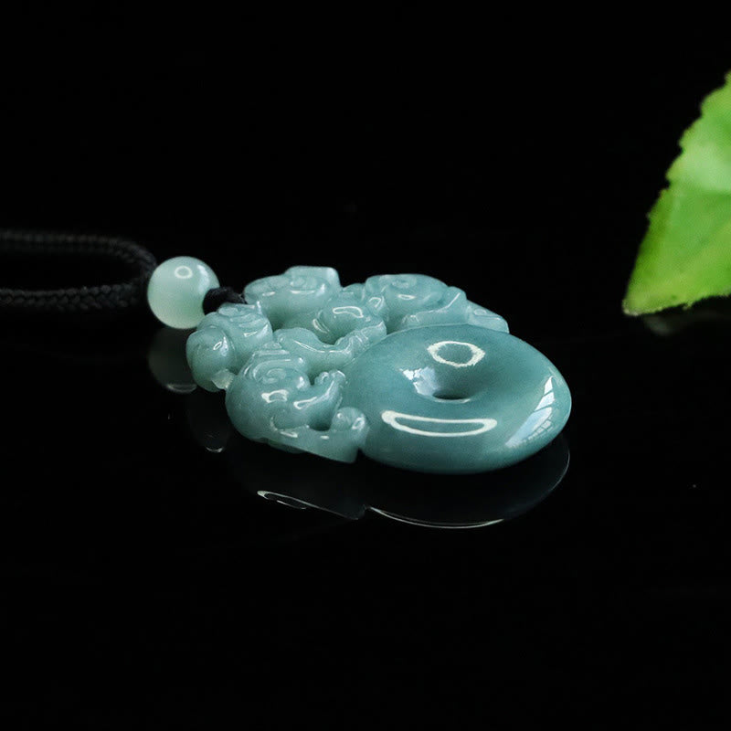 Nimara Ritual Double PiXiu Jade Peace Buckle Wealth Luck String Necklace Pendant