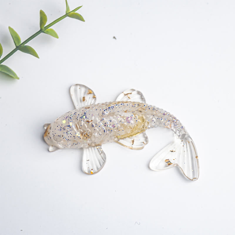 Prosperity and Luck Koi Fish Crystal Chip Resin Decoration