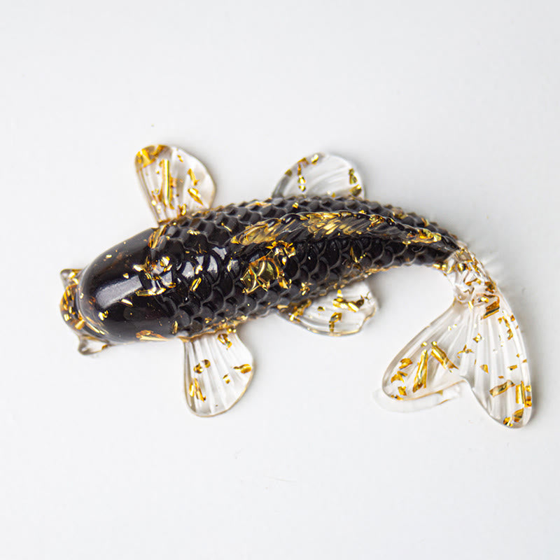 Prosperity and Luck Koi Fish Crystal Chip Resin Decoration