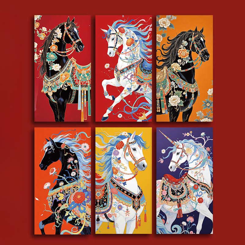 Nimara Ritual 6pcs Colorful Chinese Red Envelope Year Of The Horse 2026 New Year