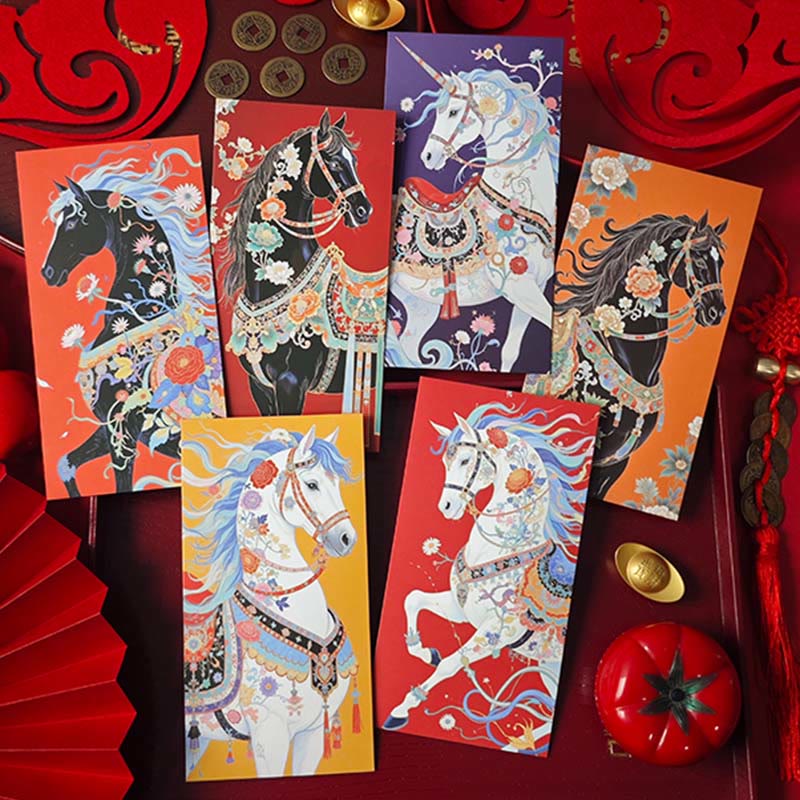 Nimara Ritual 6pcs Colorful Chinese Red Envelope Year Of The Horse 2026 New Year