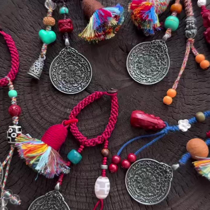 Nimara Ritual Chinese Zodiac Nine Palaces Eight Diagrams Buddha Dzi Bead Serenity Key Chain