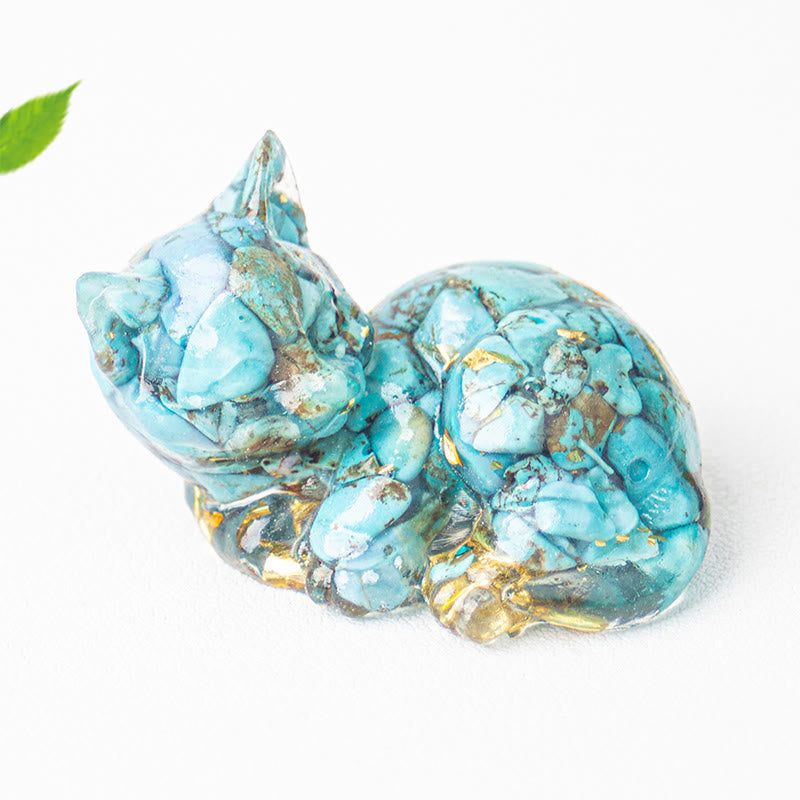 Nimara Ritual Crystal Chip Epoxy Resin Small Cat Positive Decoration