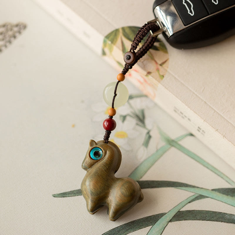 Nimara Ritual Year of the Horse Small Leaf Red Sandalwood Green Sandalwood Ebony Wood Calm Key Chain