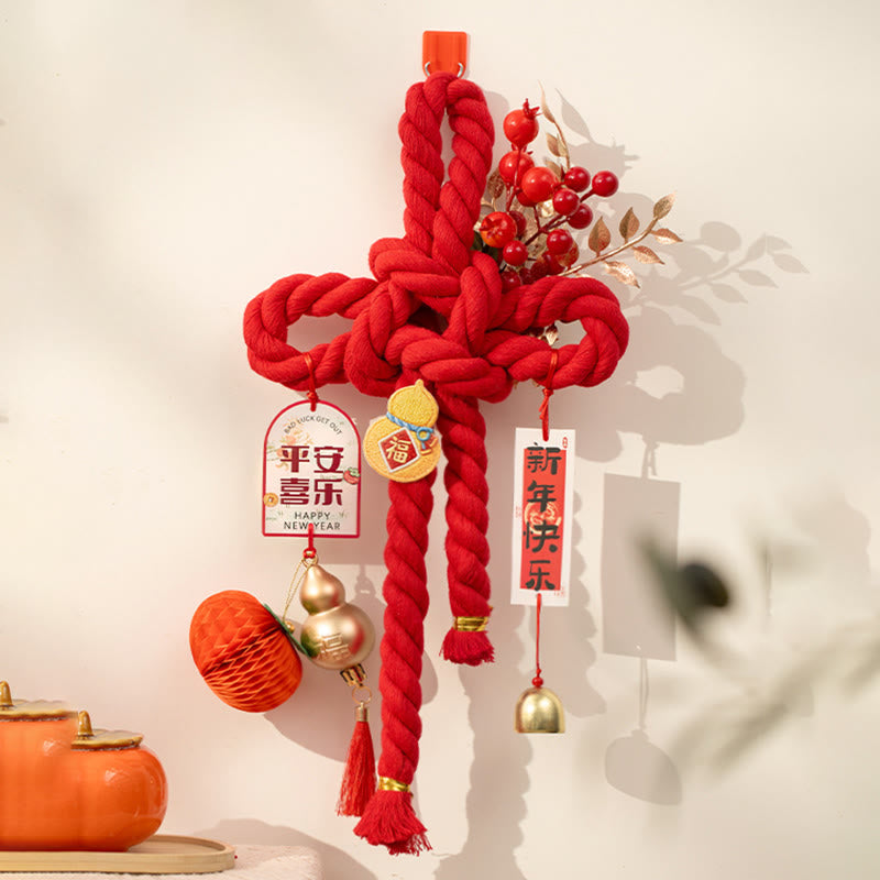 Nimara Ritual Year of the Horse Dancing Lion Fu Character Chinese Knotting Fortune Decoration