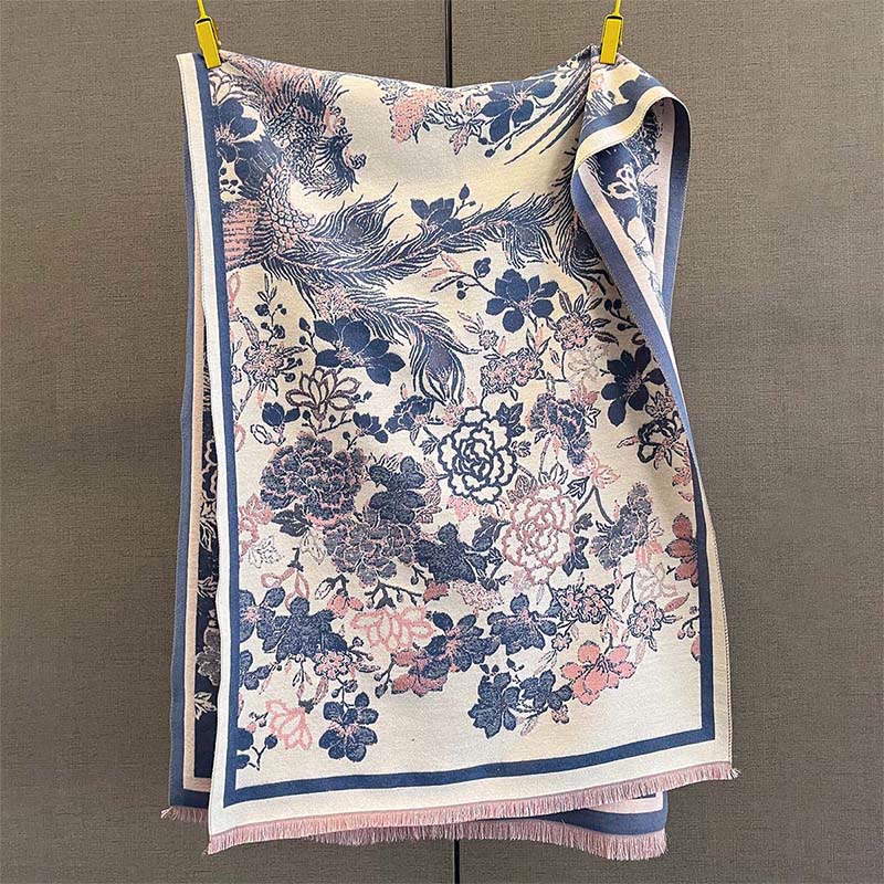 Nimara Ritual Fall Phoenix Flowers Pattern Soft Scarf Shawl