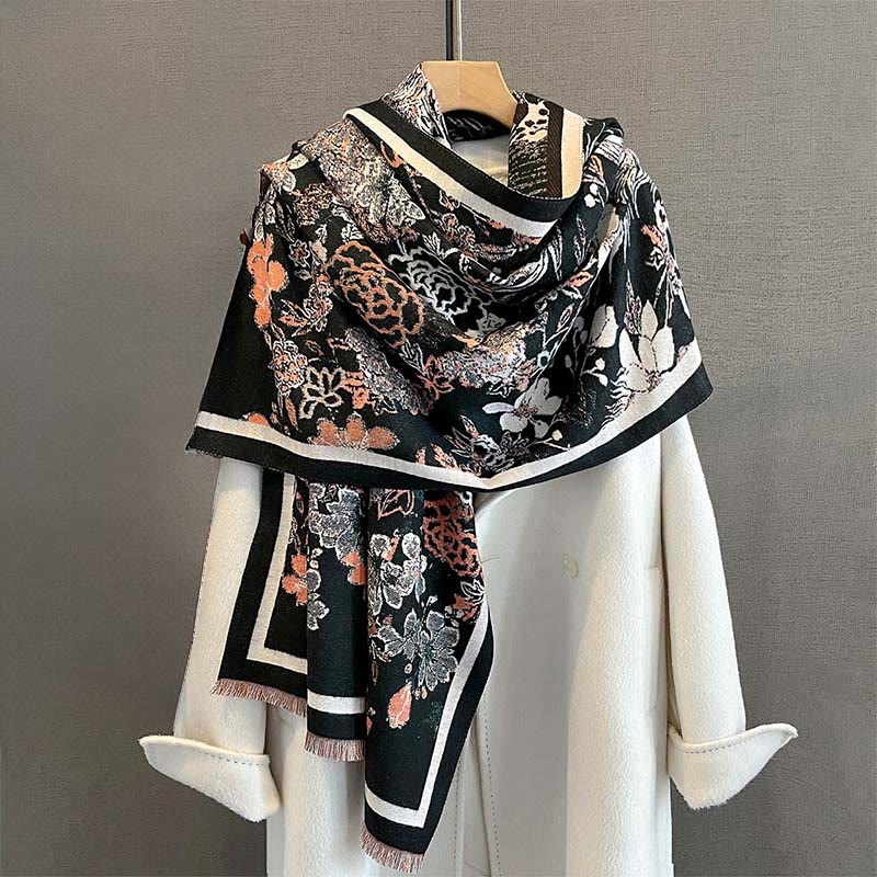 Nimara Ritual Fall Phoenix Flowers Pattern Soft Scarf Shawl