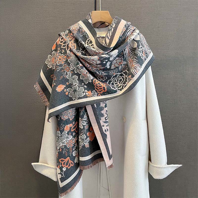 Nimara Ritual Fall Phoenix Flowers Pattern Soft Scarf Shawl