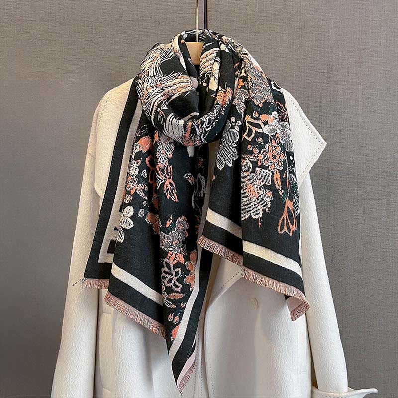Nimara Ritual Fall Phoenix Flowers Pattern Soft Scarf Shawl