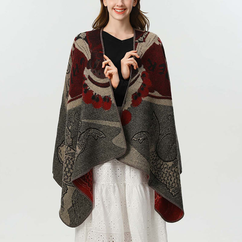Nimara Ritual Winter Koi Fish Waves Pattern Warm Cozy Scarf Shawl